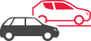 Icono carro gris y rojo de compradores toyota